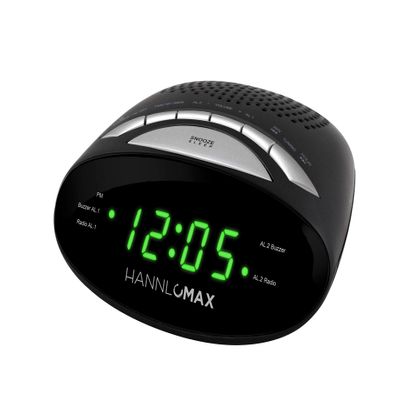HANNLOMAX HX-116CR Alarm Clock Radio, AM/FM, 0.6 LED Display (Black)