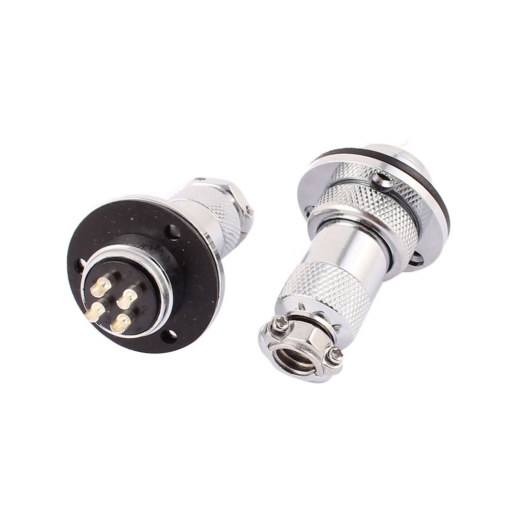 Aexit 2 Sets Distribution electrical GX20-4 Screw Butt Joint Aviation Connector Male Female 4 Pin