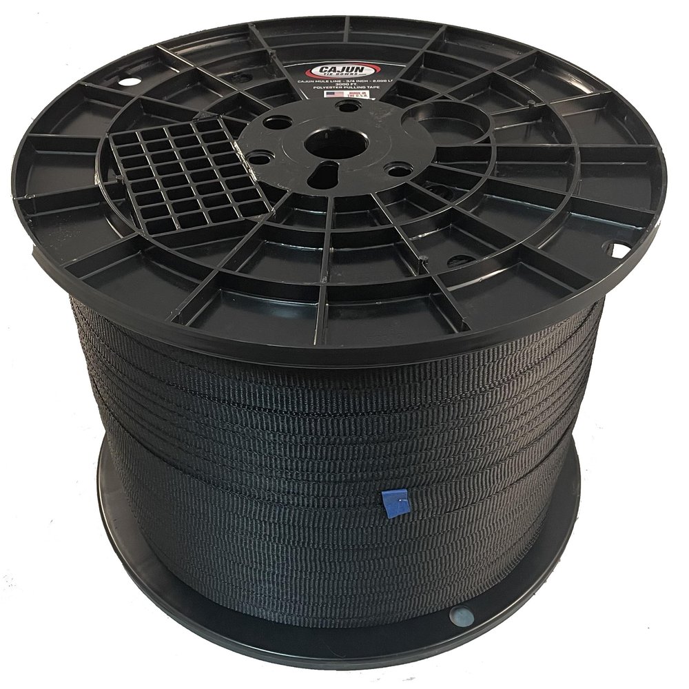 Cajun Pull Line - 3/4 Inch Black - 2,000 lb. - Pull Tape - Polyester Pulling Tape - Made in USA (500)