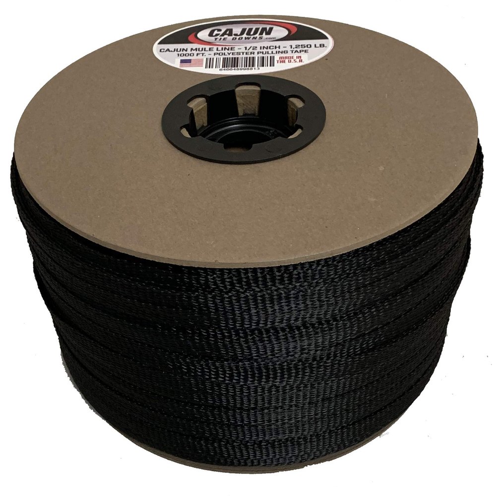 Cajun Pull Line - Polyester Pulling Tape (Black, 300 Feet)
