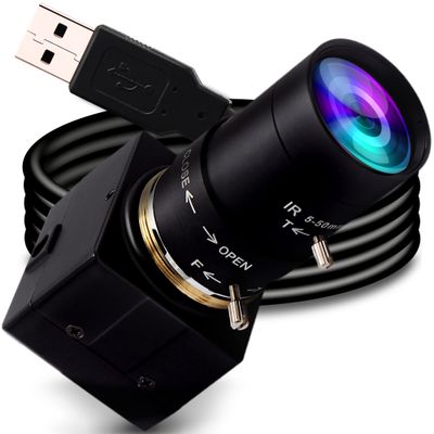 5mp USB Camera with Zoom 5-50mm Lens Webcam Variable Focus PC Camera Mini UVC USB2.0 USB with Camera for Computer Manual Zoom Close-up Camera Industrial Varifocal Web Camera for Raspberry Pi Laptop