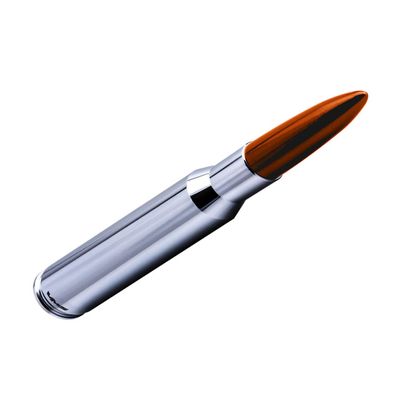 VMS Racing 50 Cal Caliber CHROME ORANGE TIP BULLET ANTENNA in Heavy Gauge CNC Machined Billet Aluminum Short Compatible with Chevrolet Silverado 1500 2500 3500 07-20