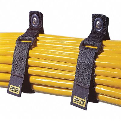 7" L Buckle Hook-and-Loop Cinch Strap BK PK 2