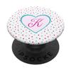 Hearts Monogram Initial Letter K Red Pink Teal Hearts PopSockets PopGrip: Swappable Grip for Phones & Tablets view 1