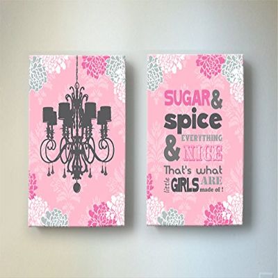 Girls Princess Canvas Wall Decor - Memorable Children's Nursery Rhymes - Chandelier Floral Wall Art that Make Great Baby Shower Gifts - for Bedrooms & Playrooms - Choose from Designer Colors & Sizes