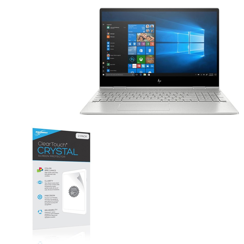 BoxWave Screen Protector Compatible with HP Envy x360 Convertible 2-in-1 Laptop (15.6 in) - ClearTouch Crystal (2-Pack), HD Film Skin - Shields from Scratches