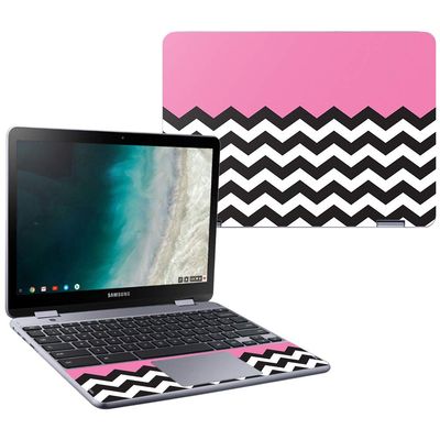 MightySkins Skin Compatible With Samsung Chromebook Plus LTE (2018) - Pink Chevron | Protective, Durable, and Unique Vinyl Decal wrap cover | Easy To Apply, Remove, and Change Styles | Made in the USA