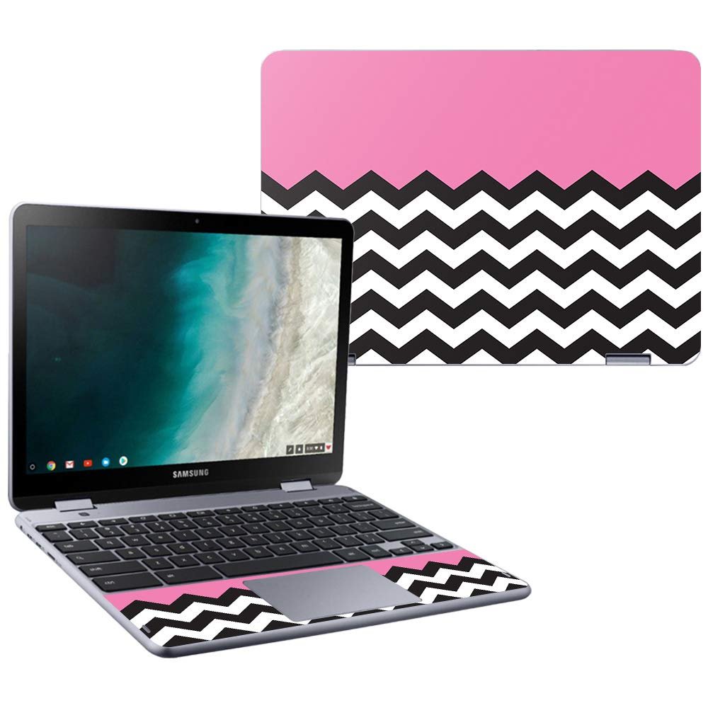MightySkins Skin Compatible With Samsung Chromebook Plus LTE (2018) - Pink Chevron | Protective, Durable, and Unique Vinyl Decal wrap cover | Easy To Apply, Remove, and Change Styles | Made in the USA
