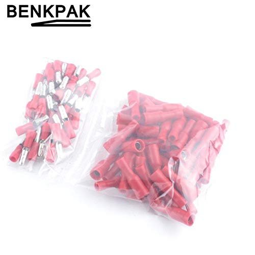 Davitu 50set Hot Female and Male Insulated Electric Connector Crimp Bullet terminal for 22~16 AWG Audio Wiring - (Color: 50male 50 female)