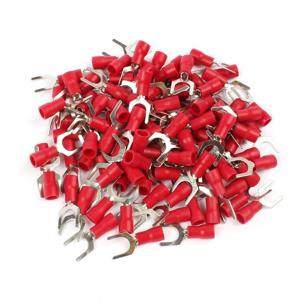 Davitu 100PCS SV1.25-3 SV1.25-4 SV1.25-5 SV1.25-6 Red Terminal Cold pressed terminals Cable Wire Connector - (Color: SV1.25-5)