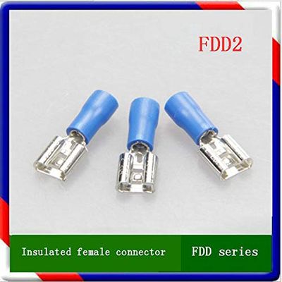Davitu Insulated wire terminals FDD2 series 100PCS/Bag female disconnector Cable Connector pre-insulating terminals male terminal - (Color: blue-200pcs, Pins: FDD2-110(8))
