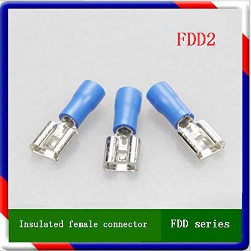 Davitu Insulated wire terminals FDD2 series 100PCS/Bag female disconnector Cable Connector pre-insulating terminals male terminal - (Color: blue-200pcs, Pins: FDD2-110(8))