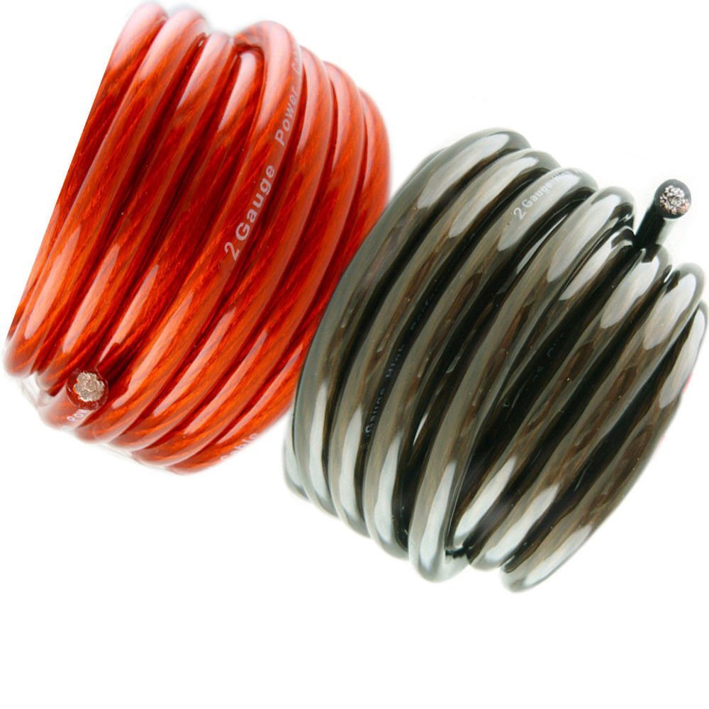 10' ft 2 Gauge 5' RED and 5' Black Car Audio Power Ground Wire Cable Feet AWG
