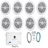 Rockville RMC65W Bundle: (8) 6.5" 600 Watt Waterproof Marine Boat Speakers 2-Way White, RXM8BTW 8 Channel 1500 Watt Amplifier with Bluetooth, RMWK4 4 AWG Amp Install Wire Kit, 10-Items view 1