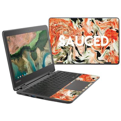 MightySkins Skin Compatible with Lenovo 300e Chromebook 11.6" (2018) - Sauced | Protective, Durable, and Unique Vinyl Decal wrap Cover | Easy to Apply, Remove, and Change Styles | Made in The USA