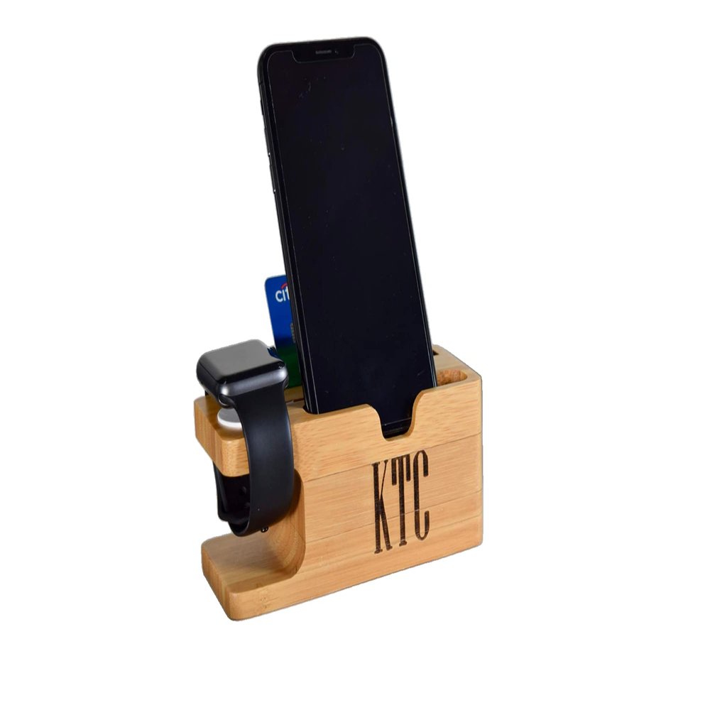 Bamboo Docking Station- Wooden Docking Station- Personalized Gifts- Smart Watch Charging Station- Phone Night Stand - Compatible with Apple Watch