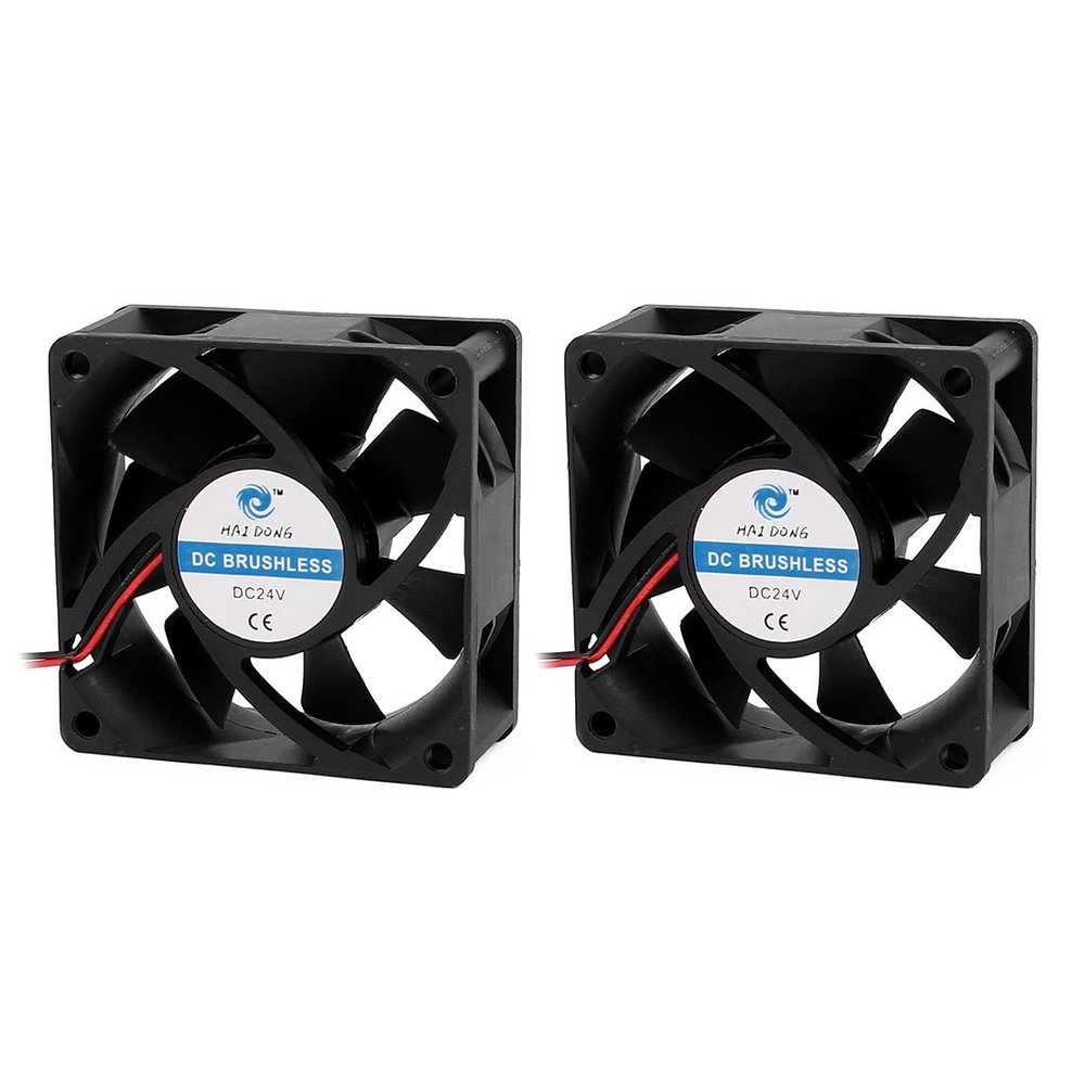 Aexit 70 x Electrical equipment 70 x 25mm 2pole DC 24V Brushless Cooling Fan for PC/Computer Case Black 2Pcs