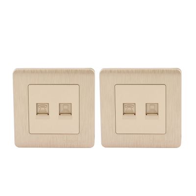 Aexit 2pcs 86mmx86mm Distribution electrical RJ45 Internet Connector to Telephone Socket Wall Outlet Plate