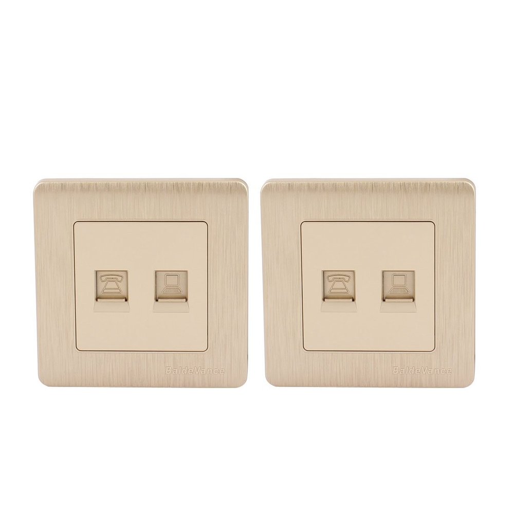 Aexit 2pcs 86mmx86mm Distribution electrical RJ45 Internet Connector to Telephone Socket Wall Outlet Plate