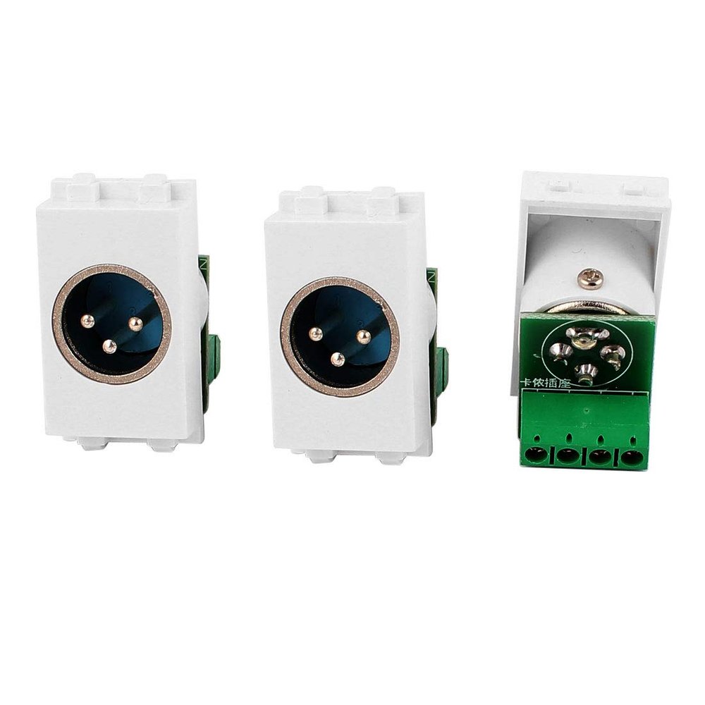 Aexit 3 Pcs Distribution electrical Microphone Audio XLR 3 Terminal Male Cannon Adapter Modular Socket for 128 Wall Plate Panel