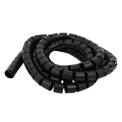 Aexit 20mm Dia Electrical equipment Flexible Spiral Tube Cable Wire Wrap Black 1.5 Meters Long with Clip
