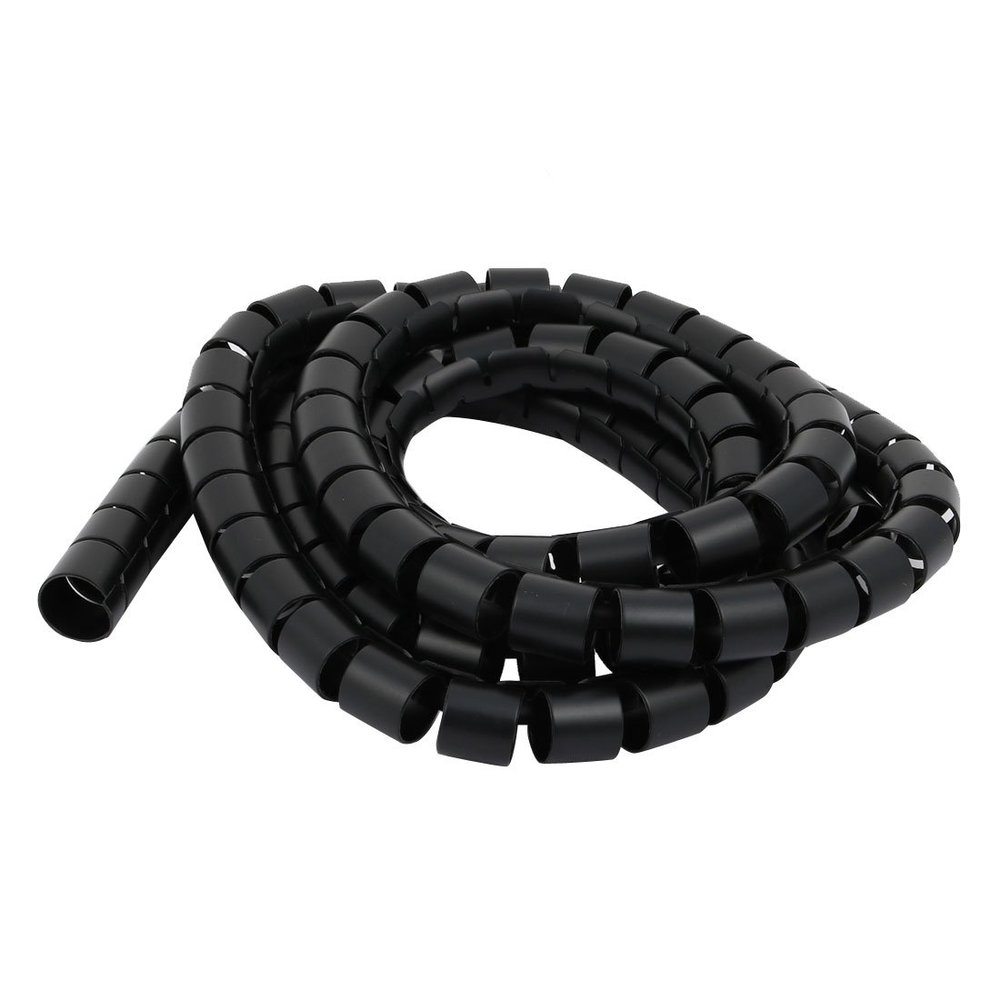 Aexit 20mm Dia Electrical equipment Flexible Spiral Tube Cable Wire Wrap Black 1.5 Meters Long with Clip