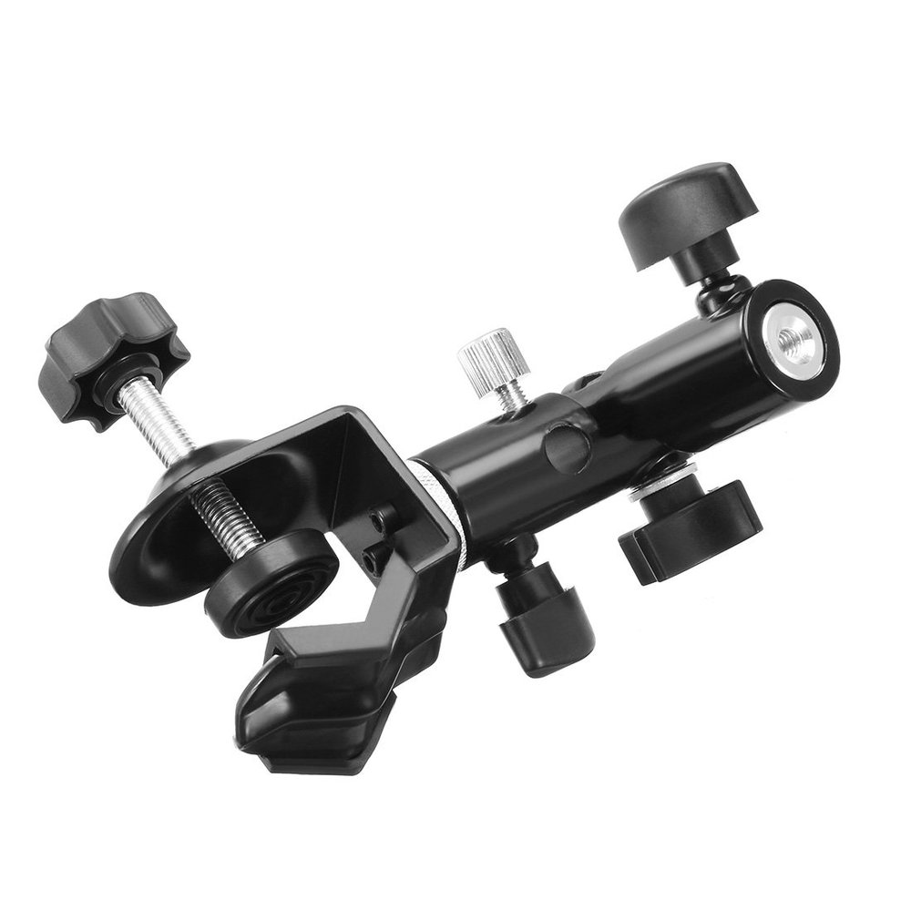 Aexit Black 180 Lighting fixtures and controls Degrees Adjustable E Type Bracket Studio Holder w U-type Clip