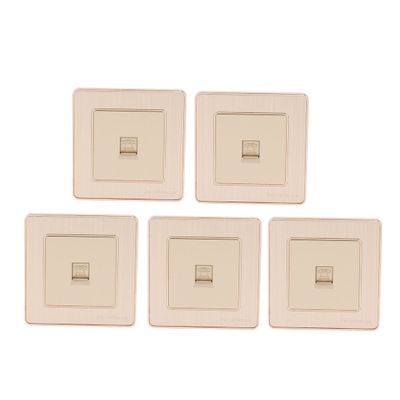 Aexit One Port Distribution electrical Telephone Socket Outlet Wall Plate Green Golden Tone RJ11 86mmx86mm 5Pcs