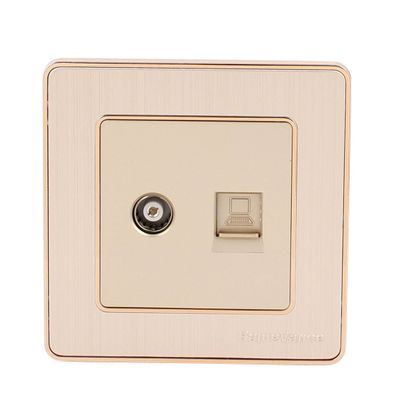 Aexit Television/CCTV 1 Distribution electrical Port Socket Outlet Wall Plate Green Champagne Gold Tone