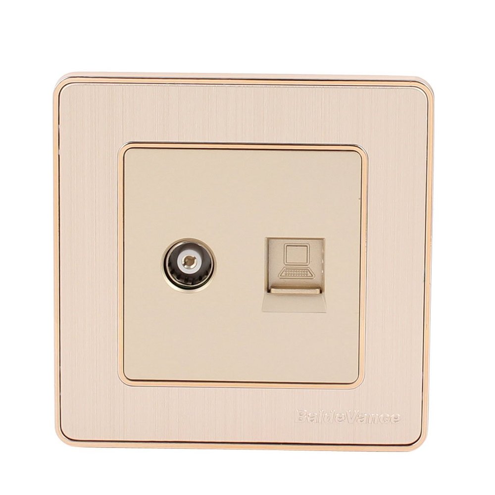 Aexit Television/CCTV 1 Distribution electrical Port Socket Outlet Wall Plate Green Champagne Gold Tone