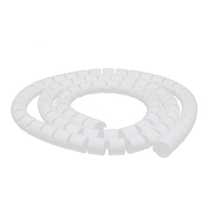 Aexit Flexible Spiral Electrical equipment Tube Cable Wire Wrap White Manage Cord 20mm Dia x 1.5 Meter Long with Clip