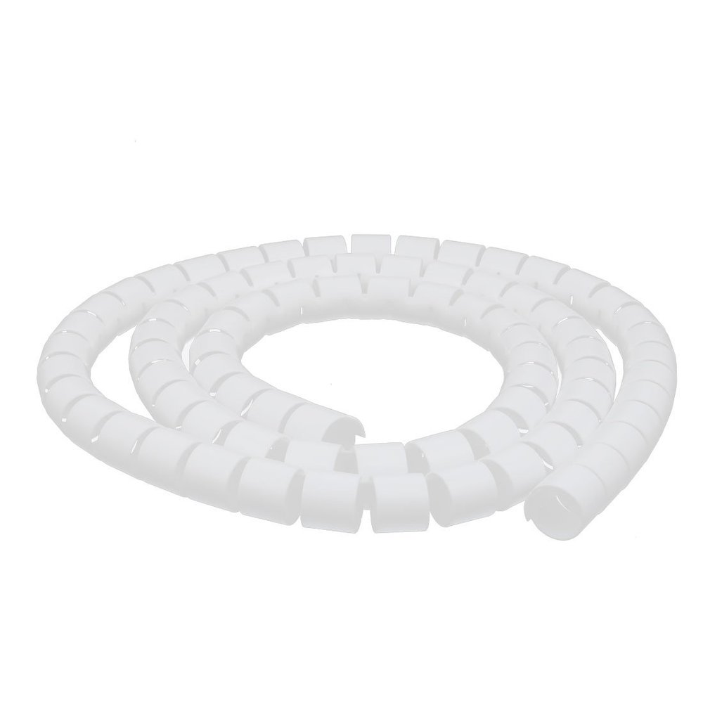 Aexit Flexible Spiral Electrical equipment Tube Cable Wire Wrap White Manage Cord 20mm Dia x 1.5 Meter Long with Clip