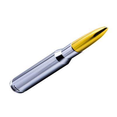 VMS Racing 50 Cal Caliber Chrome 24 KT Carat Gold TIP Bullet Antenna in Heavy Gauge CNC Machined Billet Aluminum Short Compatible with GMC Sierra 1500 2500 3500 07-19