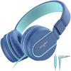 AILIHEN Kids Headphones, I35 On-Ear Headphones for School, Safe Volume 93dB, HD Mic Stereo Headphone for Kid Girls Boys, Foldable 3.5mm Wired for Chromebook, Laptop, Computer, Tablet (Blue) view 1