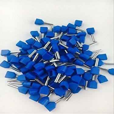 Davitu 100PCS/Lot twin wire ferrules cable ends cord terminal TE2510 blue color 22.5 square cable - (Color: Blue)