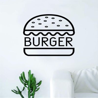 Burger Wall Decal Sticker Vinyl Art Bedroom Living Room Decor Decoration Teen Quote Inspirational Motivational Cute Boy Girl Funny Cute Food Hamburger Cheeseburger Business Cook Logo Dinner Kitchen