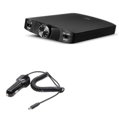 BoxWave Car Charger Compatible with FiiO A3 Portable Headphone Amplifier - Car Charger Plus, with Extra USB Port and Integrated Built-in Cable - Black