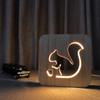 WALKKING WAYS Creative Wood Lamp, LED Night Light/3D Wood Carving Squirrel Pattern USB Portative Mood Lamp for Bedroom Living Room Nightstand view 1