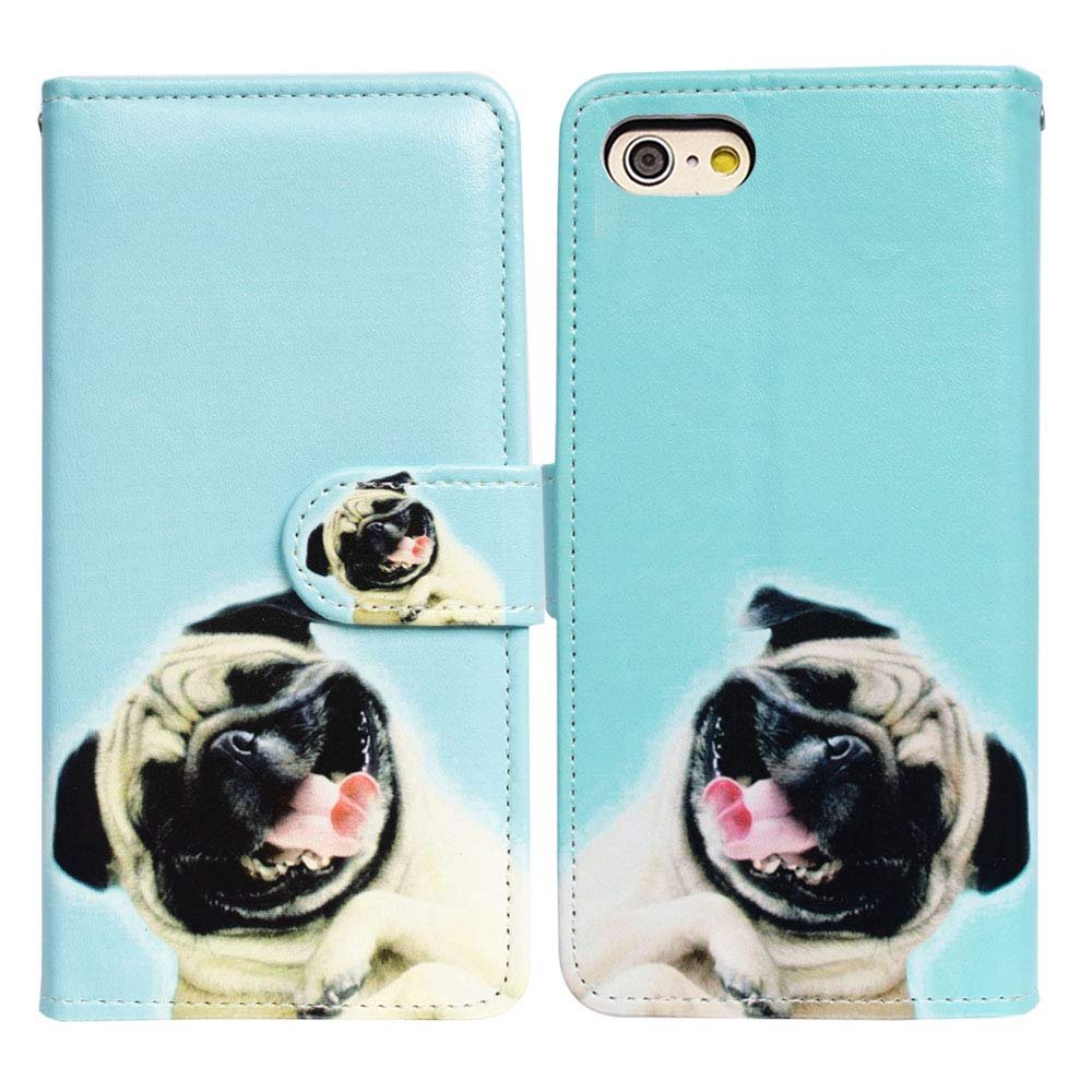 Bcov Case for iPod Touch 7/iPod Touch 6,Bcov Funny Pug Dog Wallet Flip Leather Cover Case with Credit Card ID Card Slot Holder Kickstand for iPod Touch 7/6/5