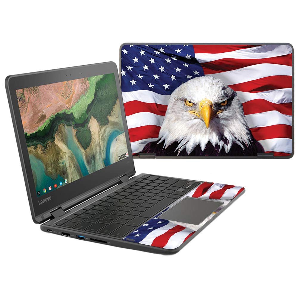 MightySkins Skin Compatible with Lenovo 300e Chromebook 11.6" (2018) - America Strong | Protective, Durable, and Unique Vinyl Decal wrap Cover | Easy to Apply, Remove | Made in The USA