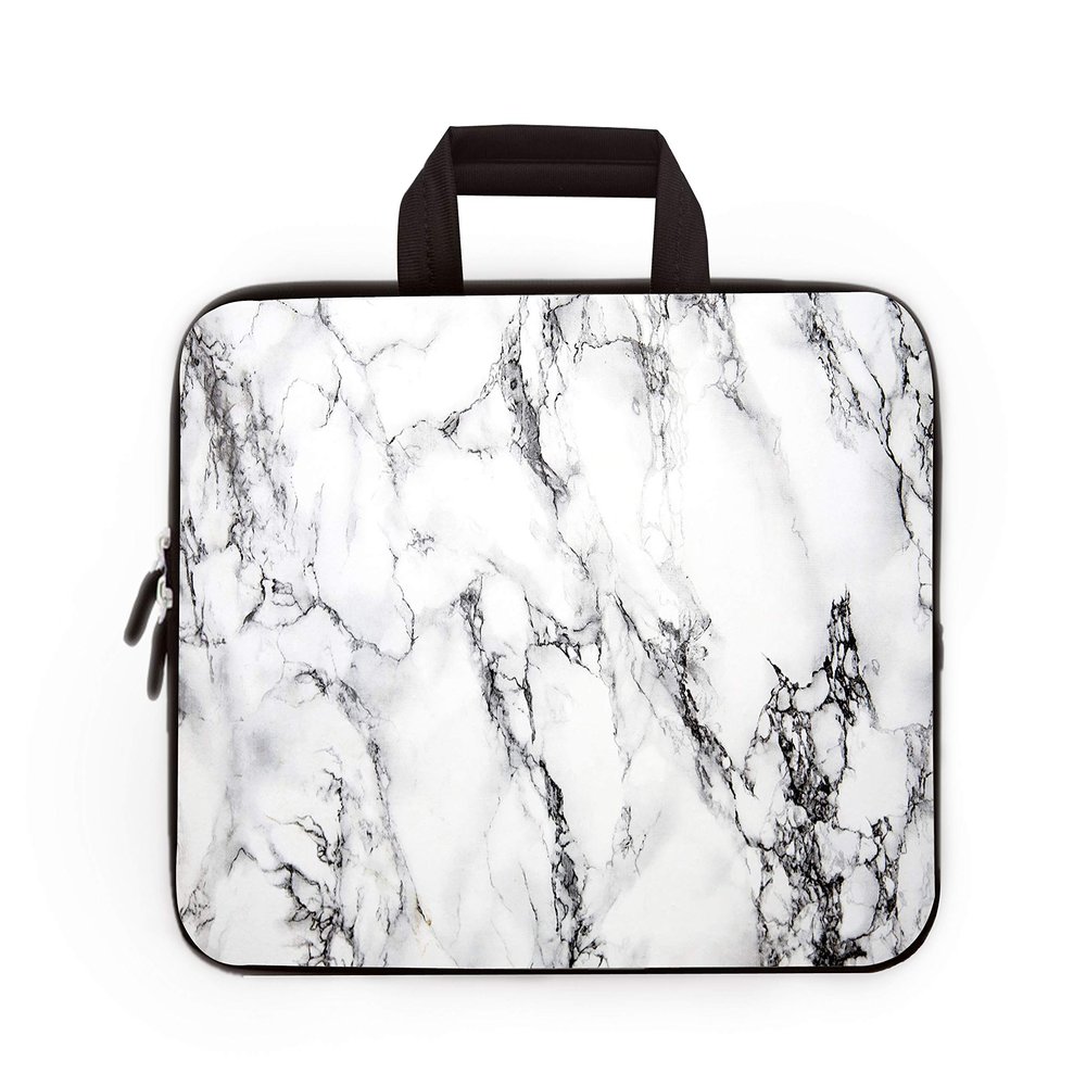 11" 11.6" 12" 12.1" 12.5" inch Laptop Carrying Bag Chromebook Case Notebook Ultrabook Bag Tablet Cover Neoprene Sleeve Fit Apple Macbook Air Samsung Google Acer HP DELL Lenovo Asus (White Marble)