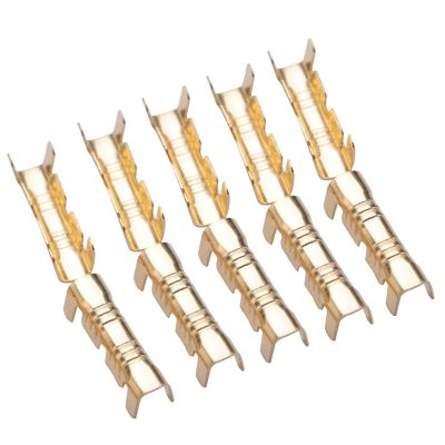 100 pcs Brass Spade Connectors Kit, Male and Female Terminals for Car Audio Speaker Electric Wiring, Quick Connect Butt Connector AWG 22-14