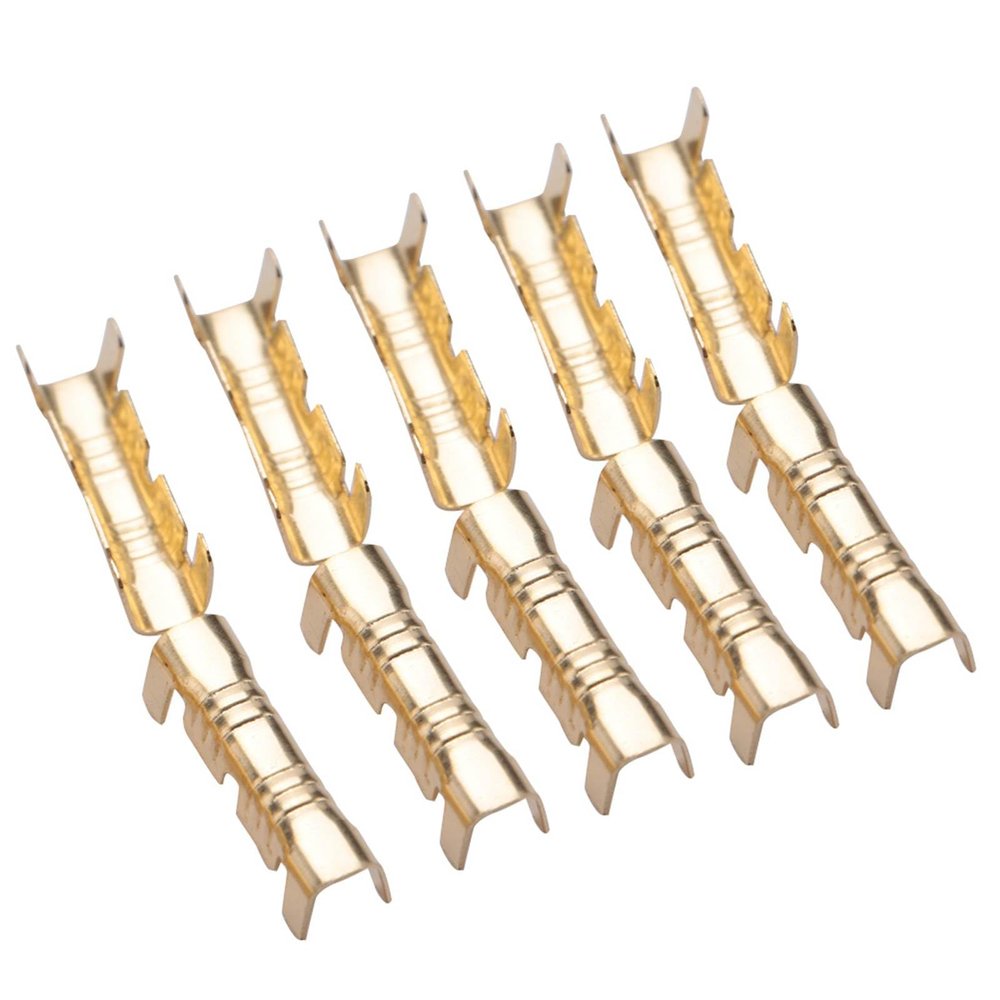 100 pcs Brass Spade Connectors Kit, Male and Female Terminals for Car Audio Speaker Electric Wiring, Quick Connect Butt Connector AWG 22-14
