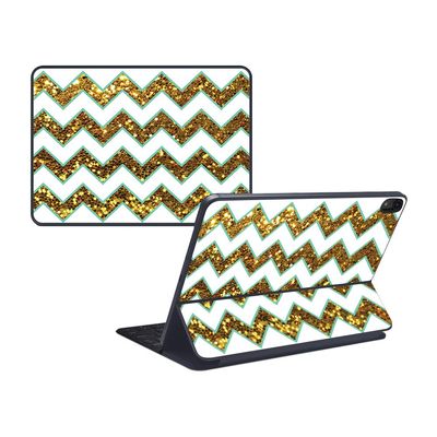 MightySkins Skin Compatible with Apple iPad Pro Smart Keyboard 11" (2018) - Glitzy Chevron - Protective, Durable, and Unique Vinyl Decal wrap Cover - Easy to Apply, Remove - Made in The USA