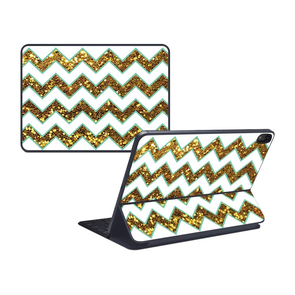 MightySkins Skin Compatible with Apple iPad Pro Smart Keyboard 11" (2018) - Glitzy Chevron - Protective, Durable, and Unique Vinyl Decal wrap Cover - Easy to Apply, Remove - Made in The USA