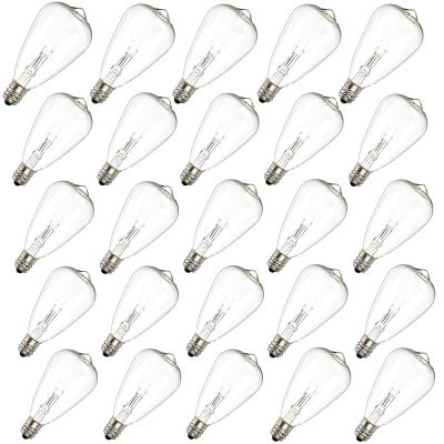 Romasaty 25-Pack ST35 Light Bulbs Replacement Edison Clear Bulbs -5 Watts C7/E12 Screw Base for Indoor/Outdoor Patio String Lights
