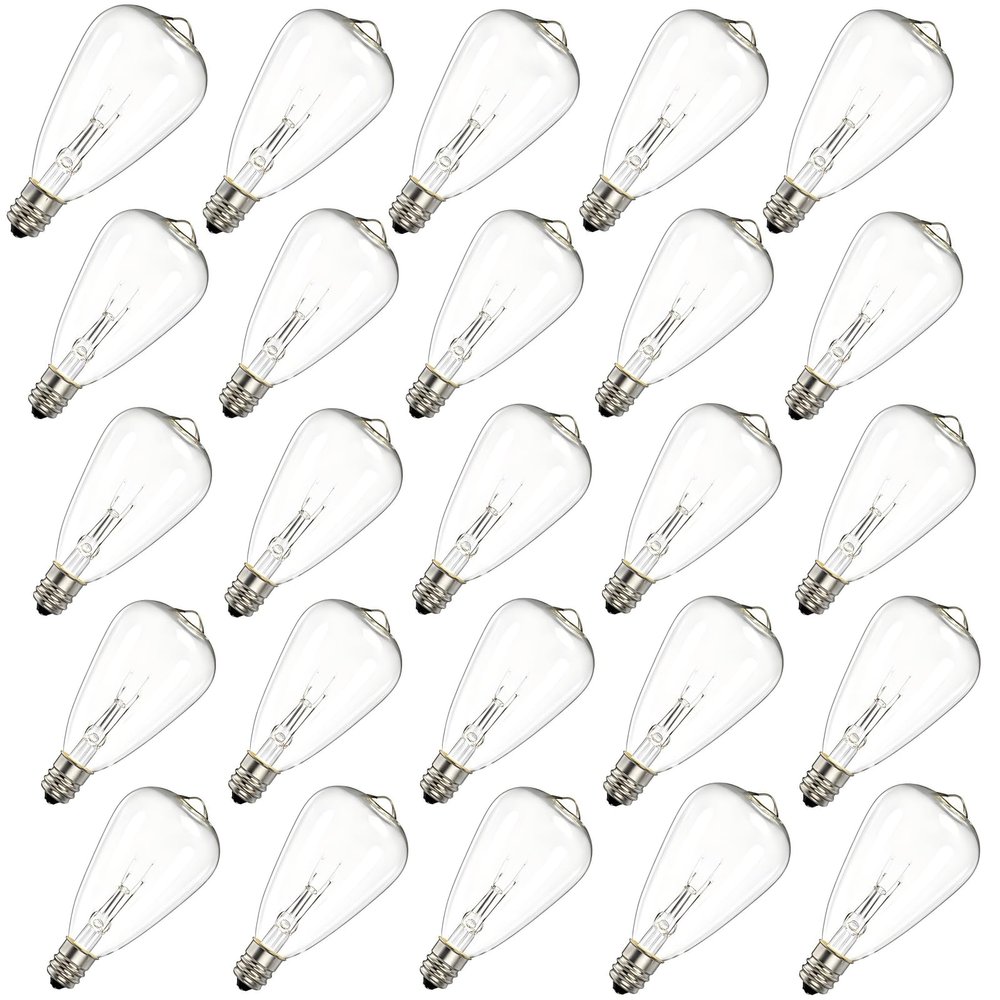 Romasaty 25-Pack ST35 Light Bulbs Replacement Edison Clear Bulbs -5 Watts C7/E12 Screw Base for Indoor/Outdoor Patio String Lights