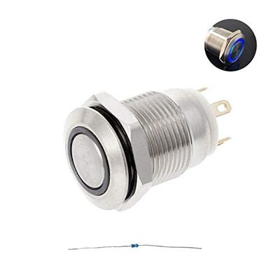 12mm LED illuminated Metal Momentary Push Button Switch Boat Car 3A/220V DC - (Color: Blue)