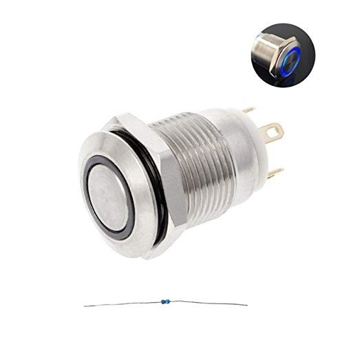 12mm LED illuminated Metal Momentary Push Button Switch Boat Car 3A/220V DC - (Color: Blue)