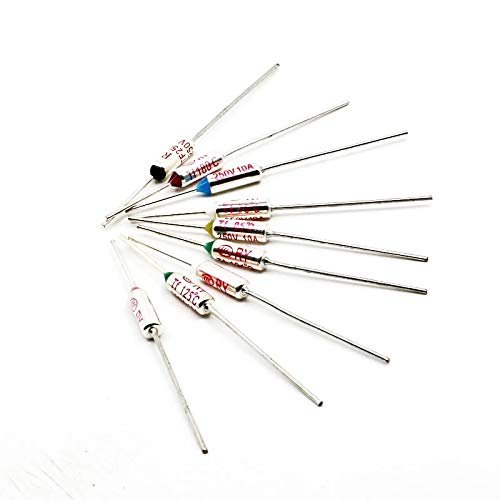Davitu 10pcs Temperature Thermal Fuse Cutoff 65C~285C 100C 130C 150C 172C 216C 240C 280C Celsius Degree 10A 250V - (AMP: 10A 10pcs, Temperature: 220C)